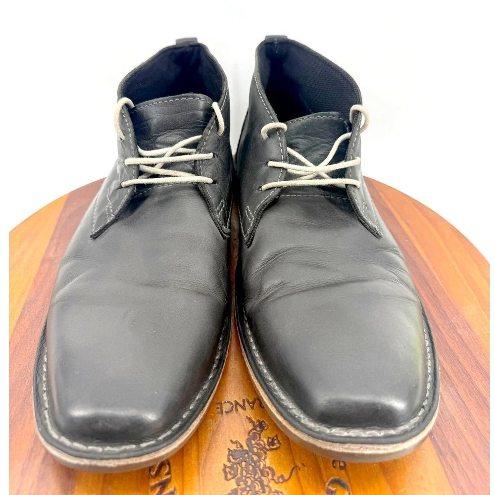 Michael Shannon Ashton Chukka Boots Mens 10.5 Black Square Toe Leather Dressy